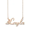 Collares con nombre Layla Colgante de acero inoxidable Personalizado Personalizado para mujeres, niñas, niños, mejores amigos, Regalos para madres, chapado en oro de 18 quilates