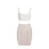 Inverno New Women's Bandage TwooPiece Terne Sexy White Spaghetti Top Mini Salia Lápis Party Celebrity Party 201102