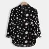 Heren Shirt Vintage Boho Dot Lange Mouw Elegante Mannelijke Casual Formele Party Slim Fit Tops