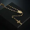 Venta caliente Virgen María Virgen religiosa Jesús Cruz colgante chic oro lleno Cruz Rosario hombres mujeres collar 2021