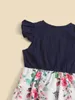 Baby 1-teiliges Kombi-Bodykleid mit Blumendruck und Schmetterlingsärmeln SIE