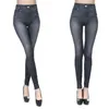 Jeggings jeans para mulheres cintura alta leggings de inverno morno calças térmicas alinhadas velo com bolso impresso denim falso mais tamanho 3xl 201109