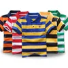 Kids Polo Skjortor Sommar Barnens Kortärmad Pojkar Topp Pikétröja Färg Striped 2y-12y Tonåringar Bomull Tjejskolor G1224