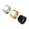 Bijoux fantaisie 3 couleurs noir or argent acier inoxydable lisse titane anneau forme carrée taille hommes Ring4964748