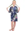 Дети Пижама Silk Robe дамы атласная пижама Белье пижамы Кимоно Ванна платье пижама Peacock Printing Nightgown BY1630