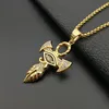 316 Stainless Steel Hip Hop CZ Gold Eye of Horus Pendant Necklace Religious Cross Agypt Ancient Egyptian Charm Necklace The Symbol Life Ankh Pendants