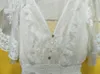 Beyaz seksi kadınlar uzun criss çapraz semisher dalma vneck kısa kollu dantel maxi elbise y2008057630388