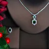 Hibride Newly Green Colory Jewelry Sets Luxury Sparkling Cubic Zircone Orecchini da sposa Collana Set di gioielli Set di gioielli pesante N-577