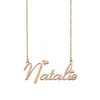 Natalie Name Necklace Personalized Nameplate Pendant for Women Girls Birthday Gift Kids Best Friends Jewelry 18k Gold Plated Stainless Steel