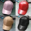 Gorras de bola Unisex Hombres Mujeres PU Cuero Gorra de béisbol Snapback Deporte al aire libre Ajustable Sombrero de moda Rojo Caqui Negro Rosa Azul marino Blu330P