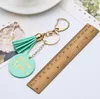 Disco Tassel Keychain Bronzing Letter Pingente de Couro Chaveiro Bag Pingente Dia da Mãe Partido Partido Suprimentos 5 Cores BT1011