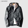 CARANFIER Hiver Hommes Vestes En Cuir Manteaux Chauds Plus Épais Survêtement Biker Moto Mâle Classique À Capuche Faux Veste Coupe-Vent 201116