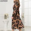 Aizhixi старинные издевательства женские платье осень с длинными рукавами Sashes ShiM A-Line Prated платье Midi Party платья плюс размер LJ200818