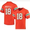 2024 Lady and Youth Mmiami Hurricanes #18 Tate Martell Orange Whit Real Full Emboidery Jersey Size S-4XL 또는 사용자 정의 이름 또는 번호