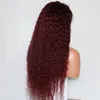 Brésiliens de cheveux humains de couleur brésilienne 99J Afro Péque en dentelle bouclée Perruques de cheveux humains avant perruque frontale de cheveux humains Red Précardise 5596602