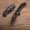 High Quality Outdoor Survival Tactical Folding Blade Knife 5Cr15Mov Black Half Serration Blade Aluminum Handle EDC Pocket Knives