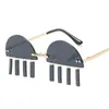 뜨거운 여성 남성 림이없는 선글라스 반원형 술 디자인 태양 안경 재미 있은 고글 무도회 펑크 안경 ++ 7 색