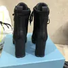 2022 Luxus Designer Frau Mode Stiefel Leder und Nylon Stoff Booties Frauen Knöchel Biker Australien Plattform Heels Winter Sneakers FOTRI7 #