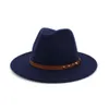 Inverno Inverno Retro Cappello Panama con Fibbia Della Cintura Donna Uomo Piatto A Tesa Larga Fedora Cap Feltro di Lana Jazz Formale Del Partito trilby Sombrero