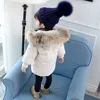 Girl's effen kleur lange echte wollen kraag katoen gevoerde jas mode van winter baby met pluche en verdikte buitenlandse stijl jassen kinderen