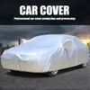 Car Covers Universal Full Tarpaulin Snow Ice Sun Protection UV Sunshade Foldable Lightweight Silver Exterior Cover11072319