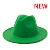 fedora hoeden dames Nieuwe klassieke eenvoudige brede rand vilt vintage blauw wit groen Veelkleurige jurk winter dames226c