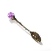 Naturlig Crystal Spoon Amethyst Hand Skuren Långt handtag Kaffe Blandning Sked DIY Hushåll Tea Set Tillbehör GCF14153