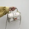 Designer- mujeres de los bolsos de remache transparente claro blanco del bolso del monedero del embrague Pequeño Cruzado Bolsas para las mujeres del verano