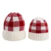 2020 Mode Parent Enfant Bonnets En Tricot Carré Losange Jacquard Noël Maman Papa Infant Bonnet D'hiver Garder Avertir Bonnet Chapeau Pour La Famille