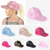 Kids Glitter Ponytail Czapki baseballowe Myte Bawełniane Bułki Kapelusze Kapelusze Trucker Pony Cap Wisor Cap Hat Outdoor Snapbacks Caps Party Hats Rra3762