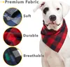 Dog Bandana Christmas Dogs Plaid Pet Scarf Triangle Bib Kerchief for Small Medium Large Xmas Birthday Gift Cotton Handkerchiefs Scarfs Accessories for Puppies Pets