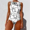 New Hot Style One-Piece Swimsuit With American Abstract Cute Print Personalized Swimsuit With Backless Sexy In Stock