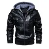 FGKKS hommes moto vestes en cuir hiver mâle mode décontracté à capuche fausse veste hommes chaud vestes en cuir PU manteaux 201128