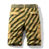 Luulla Summer New Fashion Men Print Pattern Cotton Cargo Shorts Men Casual Loose Fit Mutil Pockets Striped Shorts Men Legwear T200409