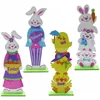 Party Supplies 25cm Easter Wood Tall Bunny Chick Tabletop Ornaments Centerpiece Table Sign Stand Up Plaque Figurines Garden home Decor Note: