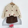 Enkelibb Korea Style Toddler Girl Zimowe dzianiny płaszcze pop Pop Corn Top Children Cute Loose Style Button Cardigans Ubrania LJ20117