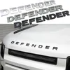 3D STEREO Letters Badge Logo Sticker Abs for Defender Head Hood Plate à la plaque signalétique noire Gris Silver STOR STYLING5278024