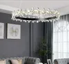 Modern LED Luxury Crystal Pendant Landelier för matsal Sovrum Guldarmaturer Kreativ Rund Enkel Aluminium Hängande Lampa