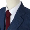 Laine Blue Herringbone Retro Gentleman Style Custom Made Costumes pour hommes Costume sur mesure Costumes Blazer pour hommes 3 pièces (veste + pantalon + gilet) 201123