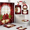 Feliz Natal Banheiro conjunto Snowman Santa Pai Sino Elk Padrão À Prova D 'Água Curtain Curtain Cobertura Toilet Tapete Non Slip Tapete Y200108