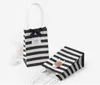 Stripe Bow Kraft Paper Handväska Mini Gåvor Förpackning Väskor Godis Snack Wrap Handväskor Ny Ankomst Fashion 0 74HB F2