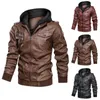 Men's Jackets Luxury Winter Leather Coat Men Stand Collar Fashion Outdoor Windbreaker Jacket Solid Zipper Imitation Fur Mens G31