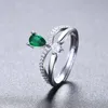 Water Drop Diamond Crown Ring Silver 조정 가능한 약혼 웨딩 반지를위한 패션 보석 Will and Sandy Gift