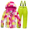 -30 derece çocuk kayak takım elbise seti kalın su geçirmez genç kız soğuk geçirmez açık kıyafetler rüzgar geçirmez kış takım elbise çocuklar lj201203