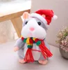 Parler Hamster Jouets En Peluche Parler Parler Enregistrement Sonore Hamster Dessin Animé Kawaii Santa Clause Poupées Parler Jouet Enfants Cadeaux De Noël LSK1623