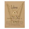 3 stks / set goud verzilverd dierenriem brief ketting 12 sterrenbeeld horoscope astrologie kettingen voor dames dames leuke sieraden cadeau met wensen kaart fabriek Prijs