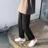 남성 바지 주름 스트레이트 패션 탄성 허리 캐주얼 남성 Streetwear 느슨한 얼음 실크 바지 망 넓은 다리 S-XL