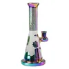 Partihandel Glas Bong Färgglada Bongs Matte 14mm Kvinna Joint Rainbow Heady Glass Rökning Rör Rak Rör DAB Verktyg Vattenrör Oljerigg