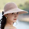 المرأة الصيف outdoor uv حماية طوي الشمس قبعة كبيرة واسعة بريم شاطئ القوس عقدة القبعات القبعات تنفس الشمس حماية كاب G220301