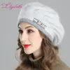 Liliyabaihe New style women's winter beret knitted wool angora beret European style Decoration double warm Hat Y200102